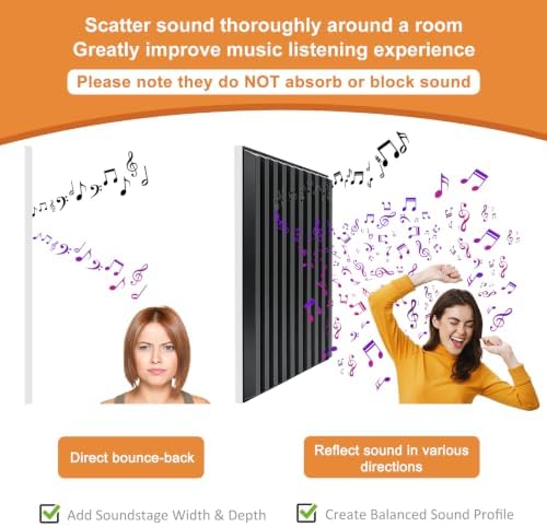 TroyStudio Slat Acoustic Sound Diffuser Panels, 19.7 X 19.7 X 0.5 inches 12 Pcs - Image 3