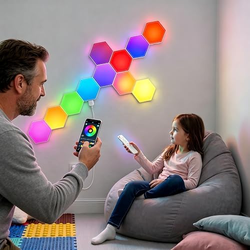 TISOFU 12 Pack Hexagon Lights LED Wall Panels, RGB Gaming Light - Image 4
