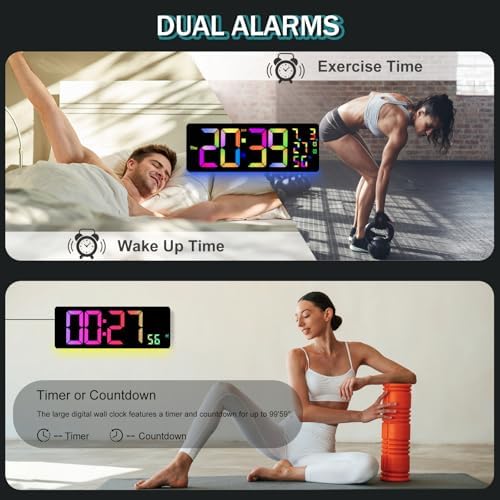 JoFomp 17.3" Large Digital Wall Clock, LED Digital Clock Large Display - Image 6