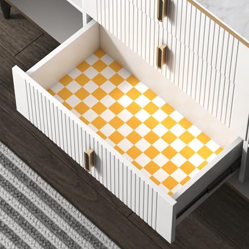 OSECAGE Peel and Stick Wallpaper Orange Checkered Contact Paper 17.7"x197" - Image 4