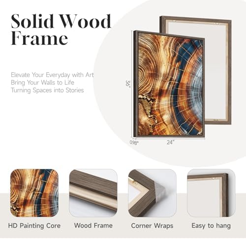 3 Piece Large Framed Colorful Tree Ring Wall Art - Image 7