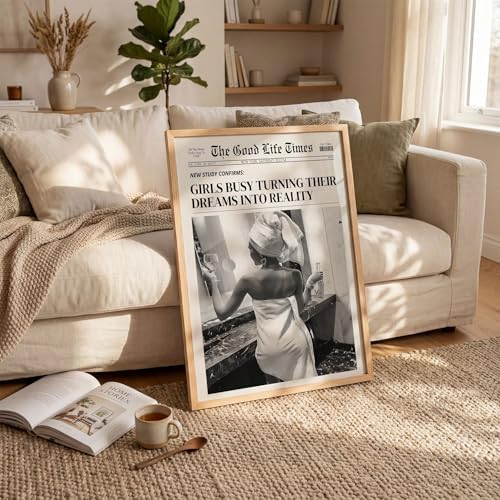 Fashion Black And White Newspaper Wall Art 8x12in Wood Grain Framed Retro - Image 6