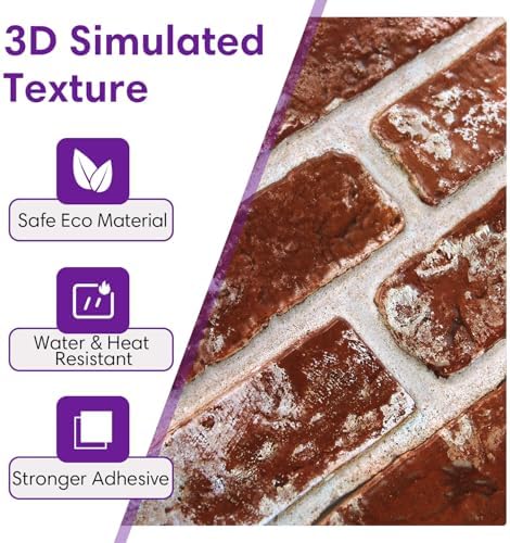3D Peel and Stick Faux Brick Wall Panels 11.8" x 11.8" 10-Pack - Image 4