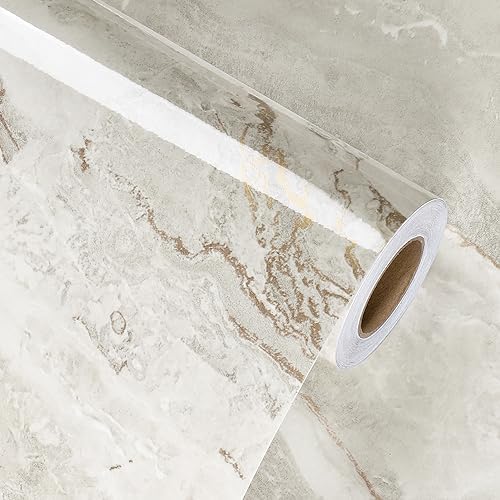 Glossy Beige/Gold Glossy Marble Contact Paper - Image 7