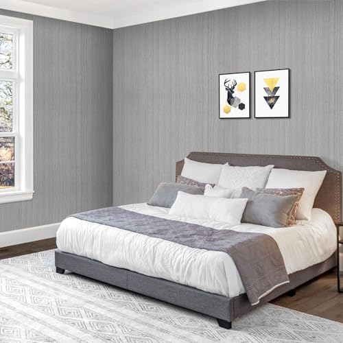 Grasscloth Peel and Stick Wallpaper Gray Textured Contact Paper 16inx393in - Image 5