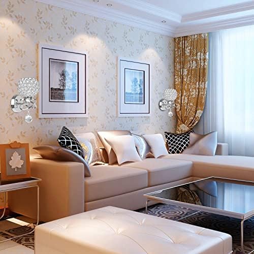 TISLYCO Crystal Wall Sconces Set of Two, Modern Wall Light Sconces Wall Lighting - Image 2