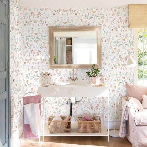 Peel and Stick Wallpaper for Nursery White Cute Bow Leaf Waterproof - Image 3