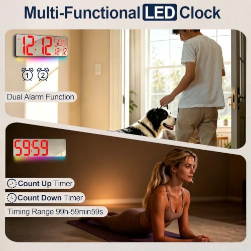 TXL 17.2-Inch Large Mirror Digital Wall Clock - Image 3