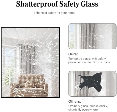 DESBING Black Bathroom Mirror for Wall, 30x50 Inch Rectangle Mirrors - Image 6