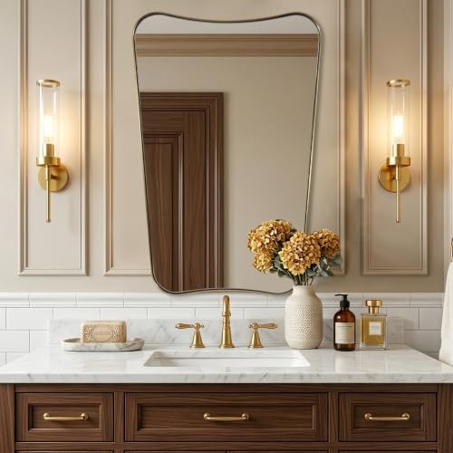 ANDY STAR Irregular 20"x30" Brushed Gold Vanity Mirror by ANDYSTAR