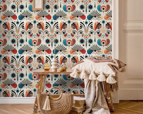 FLFK Vintage Wallpaper Peel and Stick Boho Abstract Botanical Wall Paper - Image 4