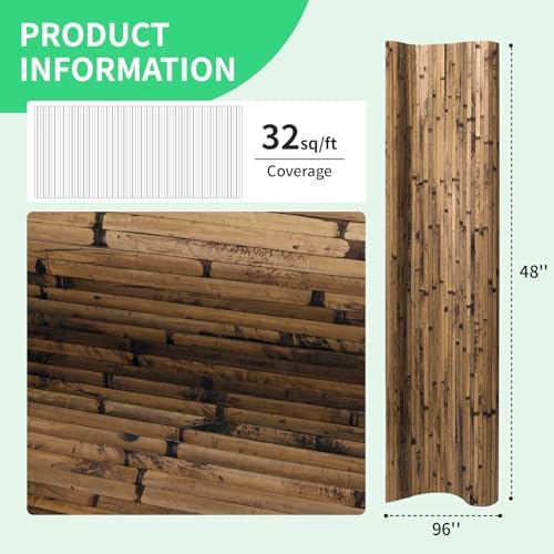 AMZDEPOT Natural Bamboo Wall Panel, 48 x 96 Inch, Dark Burned - Image 4