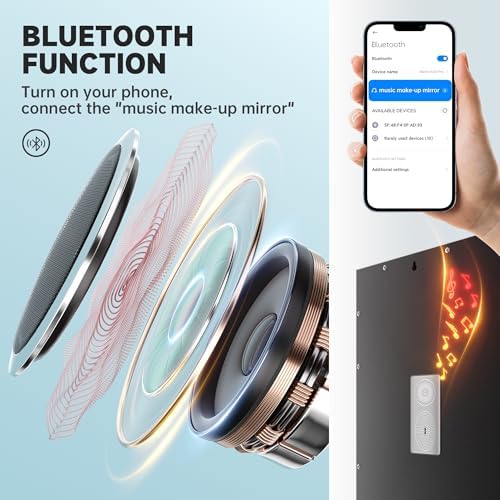 Hasipu Vanity Mirror with Lights and Bluetooth Speaker, Lighted Makeup Mirror - Image 2