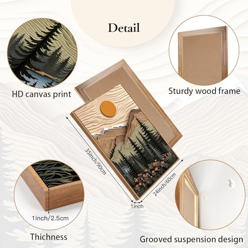 CHDITB Mountain Landscape Framed Canvas Wall Art Set, Forest Nature Wall Decor - Image 6