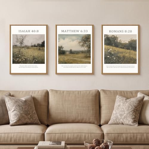 LHIUEM Bible Christian Scripture Framed Canvas Wall Art Set, Jesus Religious - Image 2