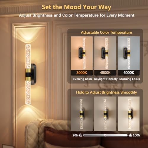 Crystal Battery Operated Wall Sconces Set of 2 - Image 3