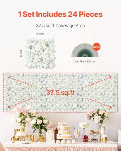 VEVOR 3D Flower Wall Panel, Artificial Floral Wall Background Mesh Backing Mat - Image 6