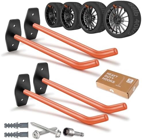 4 Pack 10-Inch Tire Wall Mount, Heavy Duty Garage Hooks by SunVFaFa