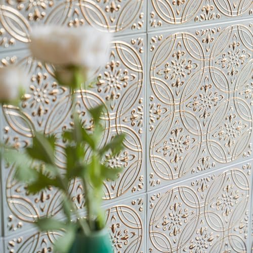 Peel and Stick Metal Tiles, Pastel Painted Gold - Image 3