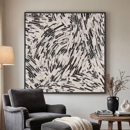 Extral Large Framed Black White Abstract Wall Art - Image 2