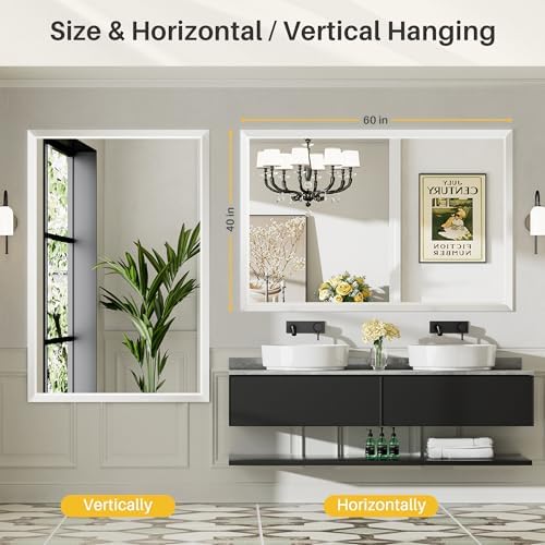 Briivue Bathroom Wall Mirror, 60x40 Inch - Image 5