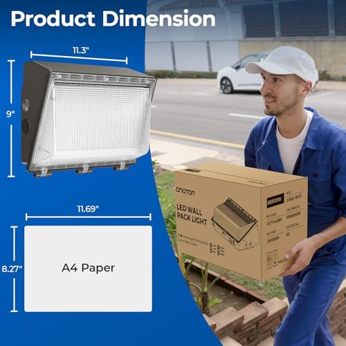 CINOTON 120W LED Wall Pack Light, 3CCT 16800LM, Dusk to Dawn Sensor, 4 Pack - Image 6