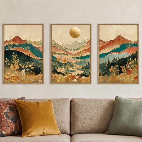 Boho Mountain Colorful Framed Canvas Wall Art -24"x36"x3 - Image 4