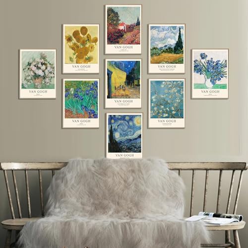 uniro Van Gogh Wall Art Prints: Vintage Van Gogh Sunflowers Starry Night Retro - Image 3