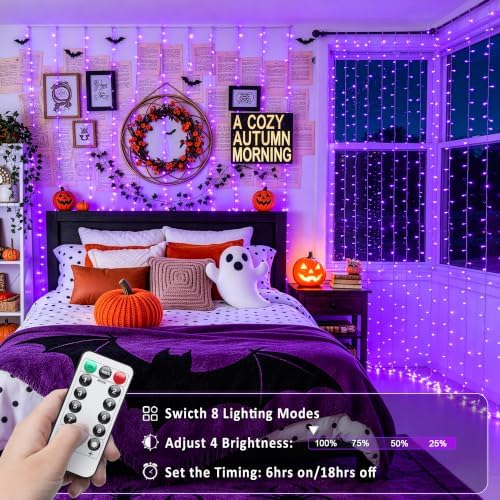 JMEXSUSS 200 LED USB Purple Halloween Lights, 6.5ft x 6.5ft - Image 4