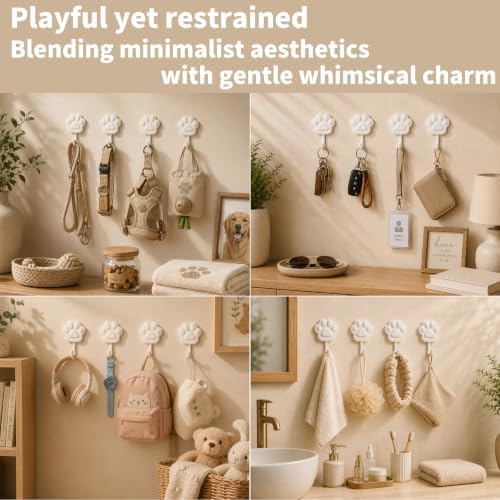 Cute Paw Adhesive Wall Hooks, No Damage, No Drill, Strong Hold - Image 2
