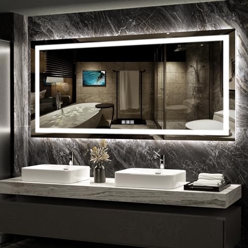 LED Mirror for Bathroom, 72x36 Inch Backlit + Front Lighted by SHUAFA