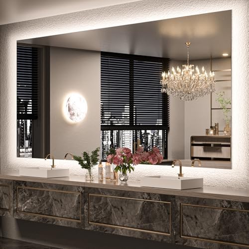 Keonjinn 84"x40" Backlit Mirror Bathroom, Safe Tempered Glass & Defogging by Keonjinn