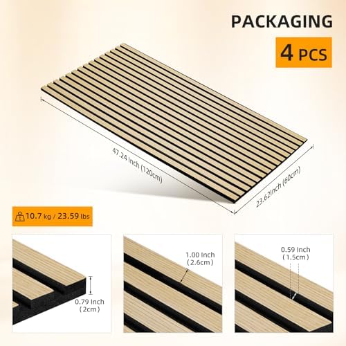 4 Pack Wood Slat Wall Panel, 47.2" x 23.6" Acoustic Wall Panels - Image 5