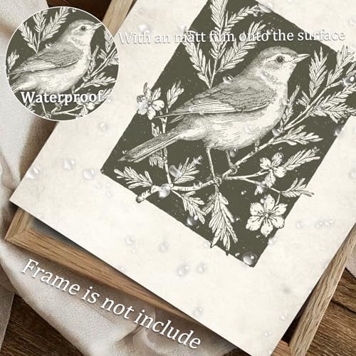 uniro Wall Art Canvas Print Vintage Bird Wall Art Canvas Sparrow Farmhouse - Image 3