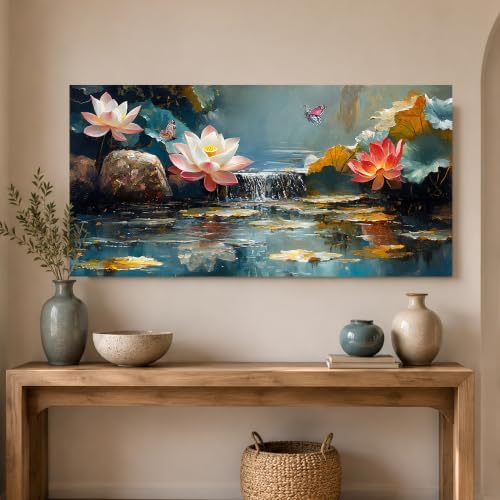 Anolyfi Lotus Canvas Wall Art for Living Room 48"x24" - Image 5