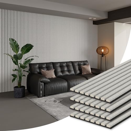 SMARTSTANDARD Acoustic Wall Panels, 4 Piece 106" x 12.6" Soundproof Slat Wall by SMARTSTANDARD