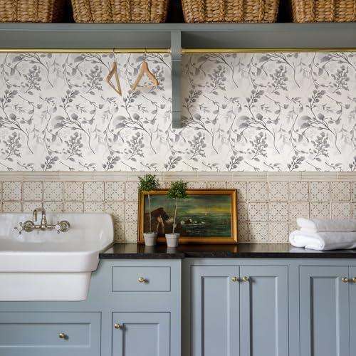 Orainege Gray Peel and Stick Wallpaper Floral Wallpaper Self Adhesive - Image 6