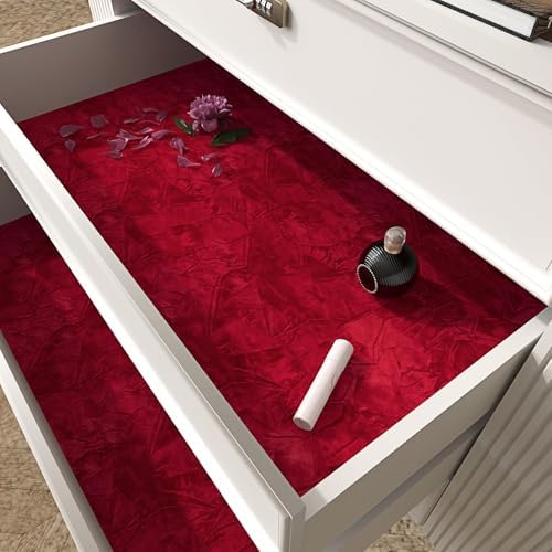 LACHEERY 15.8"x275" Crushed Red Velvet Wallpaper Self Adhesive Velvet Peel and - Image 5