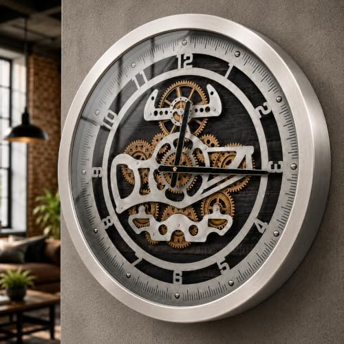 October Elf 18 Inch Large Moving Gear Wall Clock by Buy+now