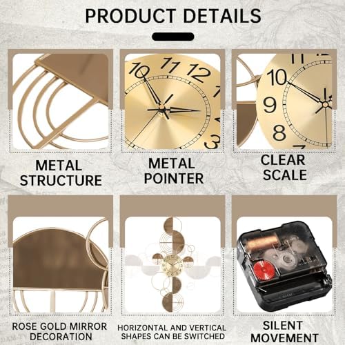 Modern Large Wall Clock Metal Decorative Clock, 3D Creative Wall Art Silent Non - Image 2