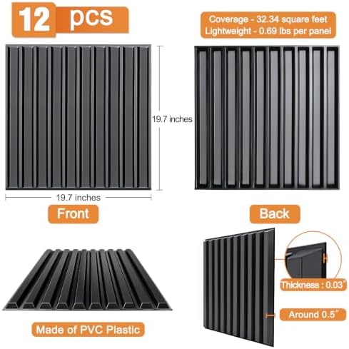 TroyStudio Slat Acoustic Sound Diffuser Panels, 19.7 X 19.7 X 0.5 inches 12 Pcs - Image 2