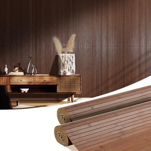 OUZUGIE 2 Pack 96x48 Inch Natural Bamboo Wall Panel by OUZUGIE