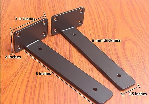 20 Pack - 8 inch Black Hidden L Shelf Bracket Iron Floating Shelf Brackets - Image 2