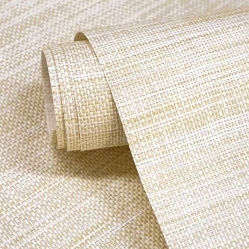 Ansehan Wallcovering W1021 Burlap Collection 36" W x 8 Yard L, Natural Paper by Ansehan