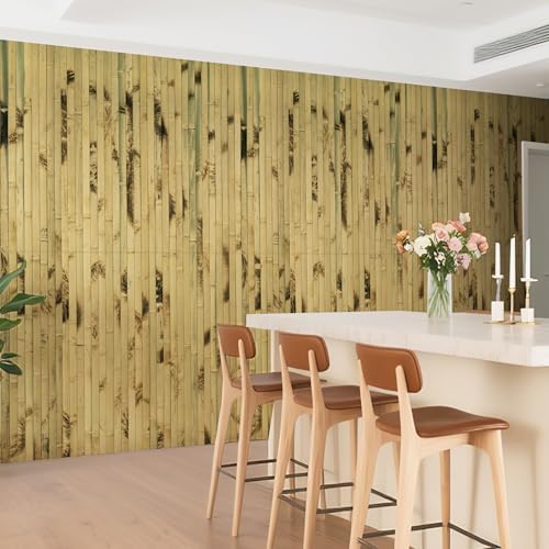 AMZDEPOT Natural Bamboo Wall Panel, 48 x 96 Inch, Light Burned - Image 5