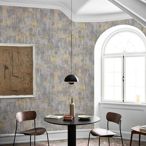HueBurst Gray Gold Metallic Wallpaper Peel and Stick 17.3"x120" - Image 4
