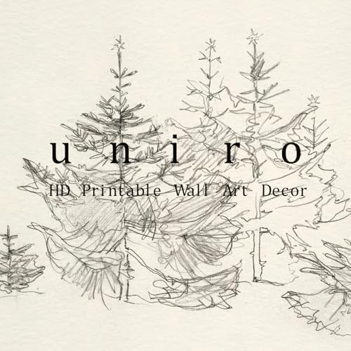 uniro Pine Tree Vintage Wall Art Gray Prints - Image 6