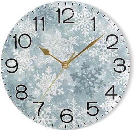 ALAZA Silver Snowflakes Winter Christmas Wall Clock Battery Operated Non - Image 7