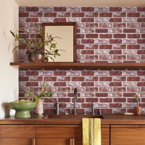 Commomy Faux Brick Wall Panels Peel and Stick Thin PVC 10 Pcs 11.8" x 11.8" - Image 2