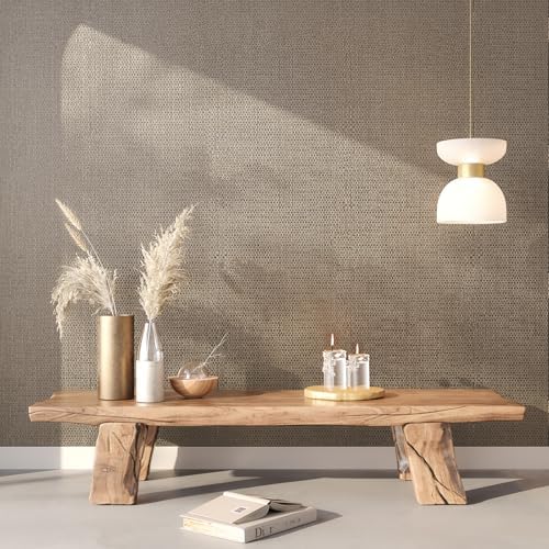 Brown Taupe Grasscloth Wallpaper Textured Metallic Contact Paper - Image 6